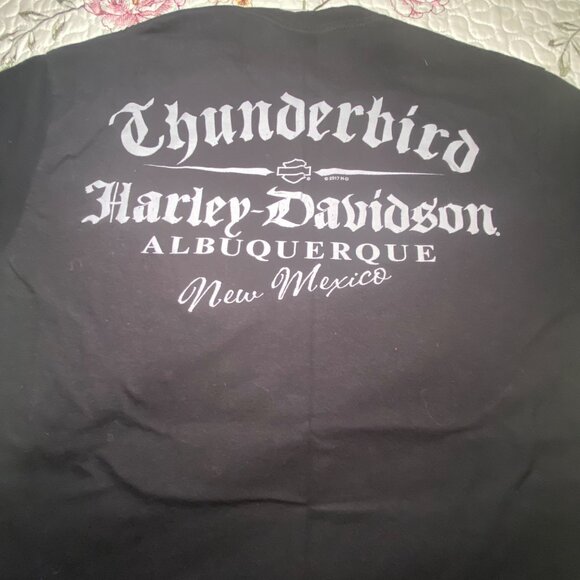 Harley-Davidson Large Black T-Shirt With American Flag Skull & Thunderbird Albuq - Picture 6 of 6